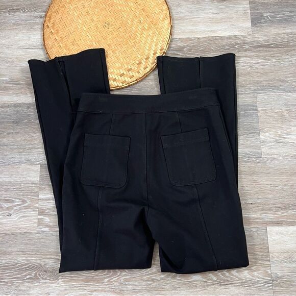 Anthropologie maeve‎ black slit front flare ponte knit pants high rise - Picture 6 of 7
